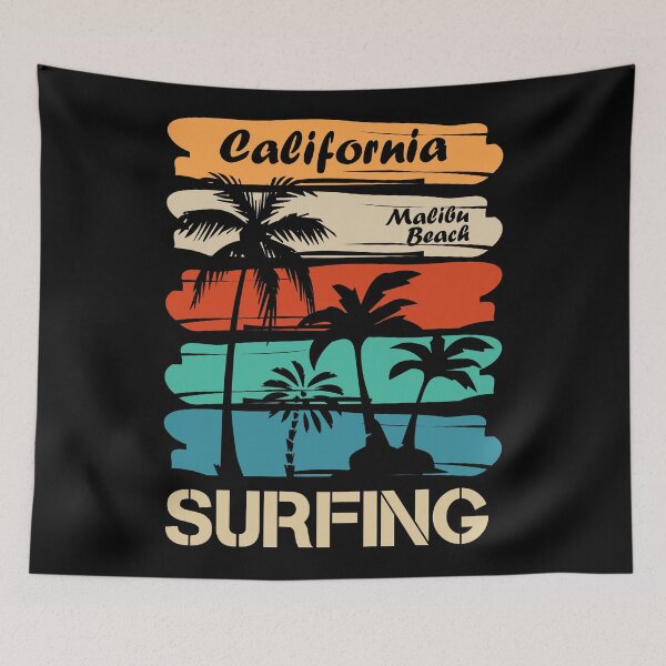 Item preview, California Malibu Beach Surfing - A design with summer colors and palm trees designed and sold by velisani.