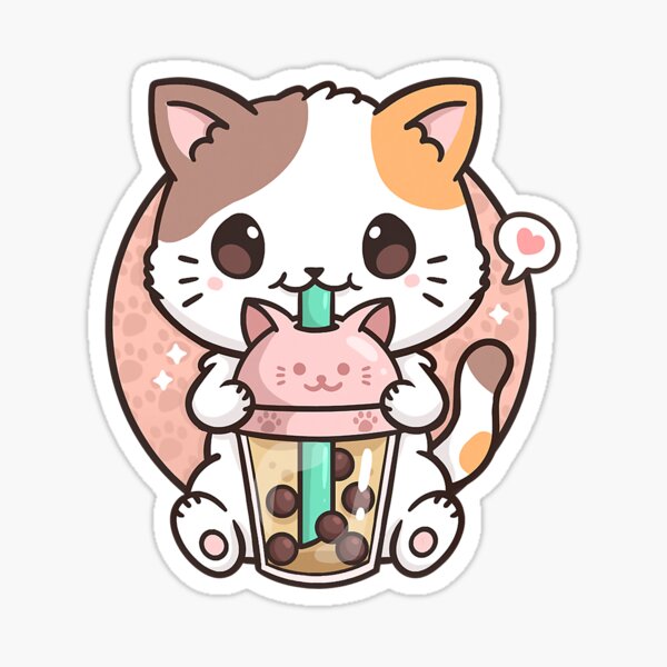 Cat Boba Tea Bubble Tea Anime Kawaii Stickers for Sale