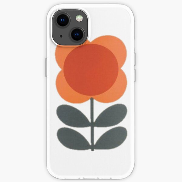 orla kiely flower,orange,black,white,orla kiely design iPhone Soft Case