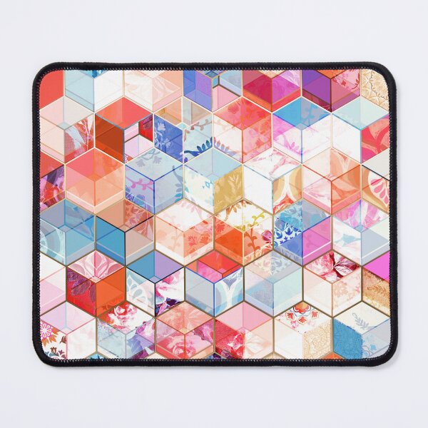 Item preview, Coral, Cream and Cobalt Kaleidoscope Cubes designed and sold by micklyn.