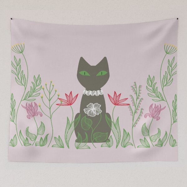 Item preview, green-eyed cat in a lace collar  designed and sold by ReflectedCrafts.