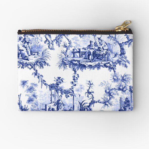 Blue Chinoiserie Toile Zipper Pouch