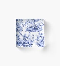 Blaue Chinoiserie Toile Acrylblock
