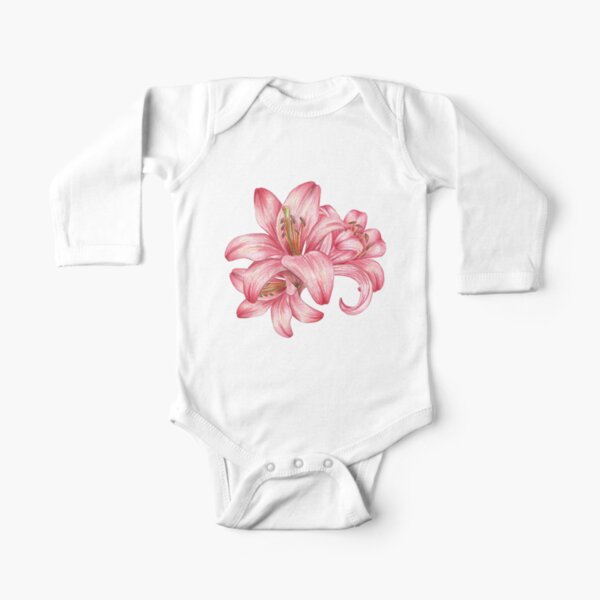lily flowers_3 Long Sleeve Baby One-Piece