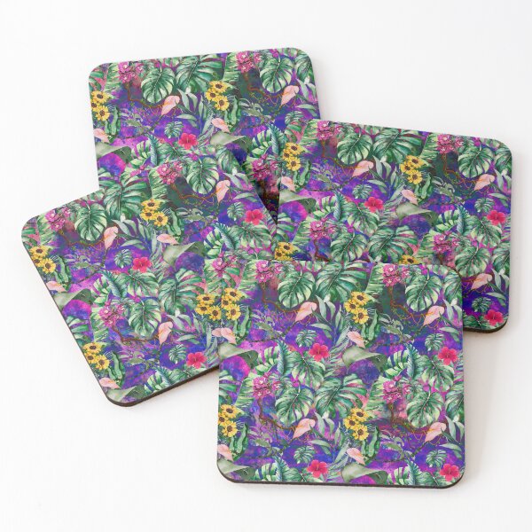 Item preview, Exotic purple forest, leaves and flowers tropical pattern, botanical illustration, floral illustration   designed and sold by ZeinabTaha.