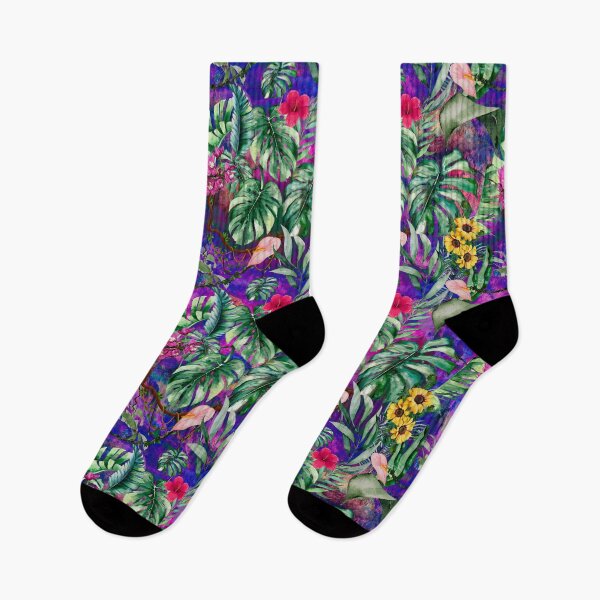 Item preview, Exotic purple forest, leaves and flowers tropical pattern, botanical illustration, floral illustration   designed and sold by ZeinabTaha.