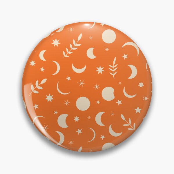 Item preview, Boho Moon Phases Pattern with leaves and tiny stars  on  Orange Background  designed and sold by Yasminepatterns .