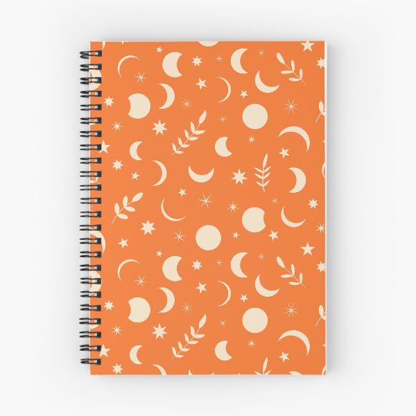 Item preview, Boho Moon Phases Pattern with leaves and tiny stars  on  Orange Background  designed and sold by Yasminepatterns .
