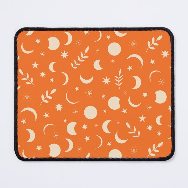 Item preview, Boho Moon Phases Pattern with leaves and tiny stars  on  Orange Background  designed and sold by Yasminepatterns .