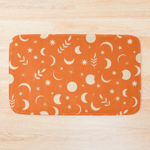 Item preview, Boho Moon Phases Pattern with leaves and tiny stars  on  Orange Background  designed and sold by Yasminepatterns .