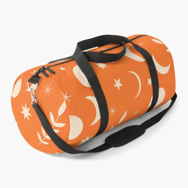 Item preview, Boho Moon Phases Pattern with leaves and tiny stars on Orange Background designed and sold by Yasminepatterns .