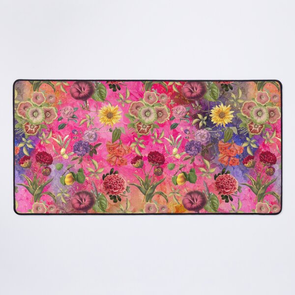 Item preview, Vintage flowers and roses exotic summer garden, botanical pattern, floral illustration, hot pink vintage floral designed and sold by ZeinabTaha.