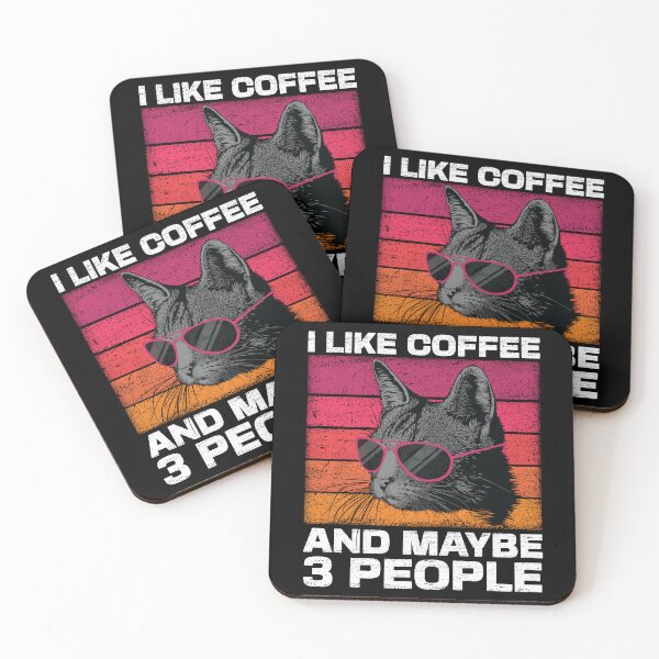 Item preview, I Like Coffee and Maybe 3 People Funny Vintage Sarcastic Saying Cat designed and sold by dass-art.