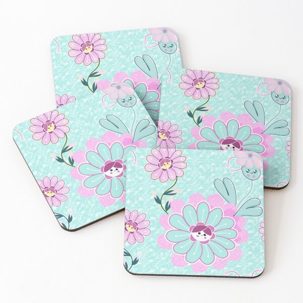Item preview, Kawaii kids cute flower faces seamless pattern designed and sold by AleFairyland.