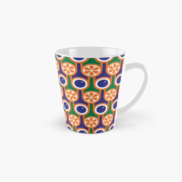 Scandi Midcentury Modern Retro Geometric Blueberries Oranges Pattern Tall Mug