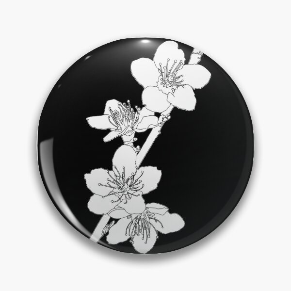 Item preview, Cherry blossoms. Black background. black and white designed and sold by AnaStickerD.