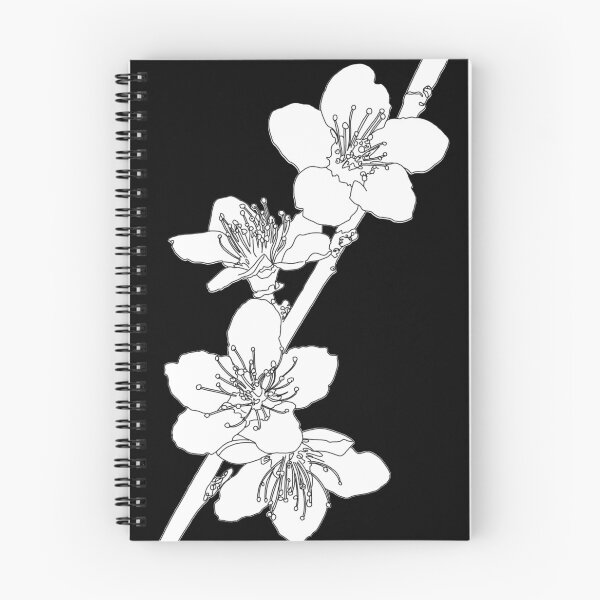 Item preview, Cherry blossoms. Black background. black and white designed and sold by AnaStickerD.