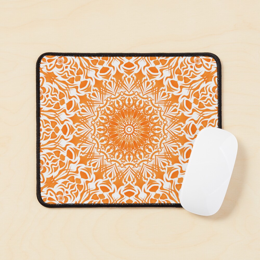 Tribal Mandala orange mit weißem Hintergrund Mauspad