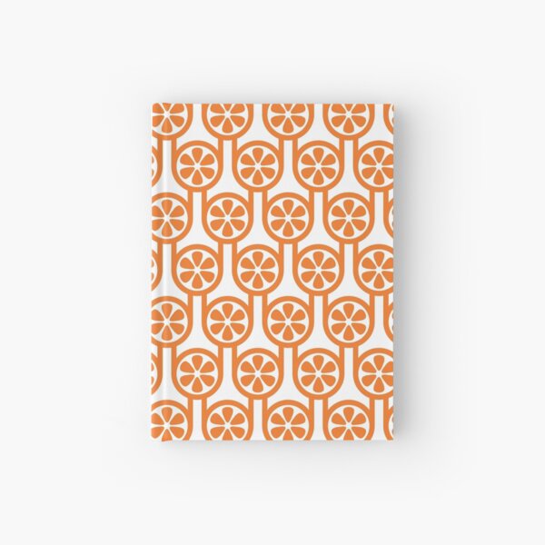 Scandi Midcentury Modern Retro Geometric Oranges Pattern Hardcover Journal
