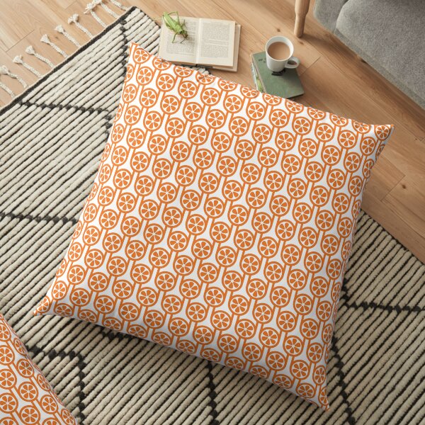 Scandi Midcentury Modern Retro Geometric Oranges Pattern Floor Pillow