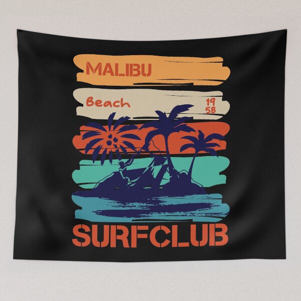 Item preview, Malibu Beach Surfclub - A design with summery colors and the lettering Malibu Beach Surfclub as well as palm trees and the sea designed and sold by velisani.