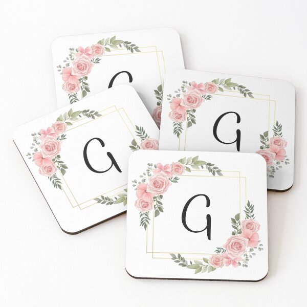 Item preview, Monogram Letter G | Pink Floral Design with Gold Edges designed and sold by JustSeasons.