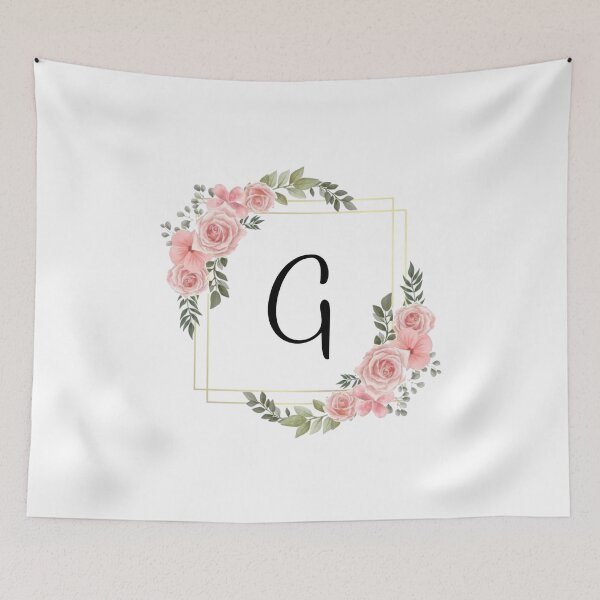Item preview, Monogram Letter G | Pink Floral Design with Gold Edges designed and sold by JustSeasons.