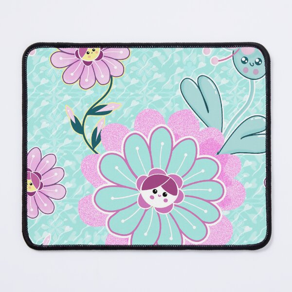 Item preview, Kawaii kids cute flower faces seamless pattern designed and sold by AleFairyland.