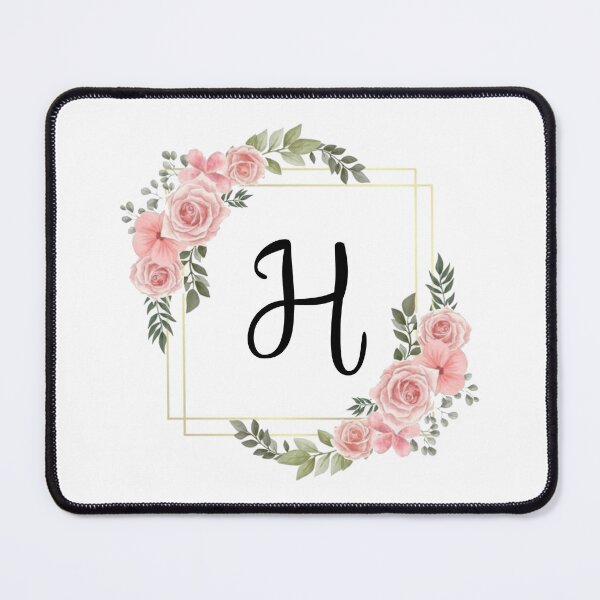 Item preview, Monogram Letter H | Pink Floral Design with Gold Edges designed and sold by JustSeasons.