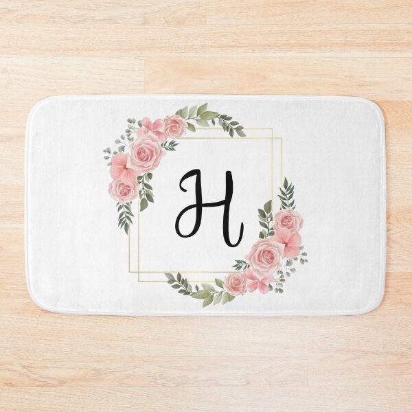 Item preview, Monogram Letter H | Pink Floral Design with Gold Edges designed and sold by JustSeasons.