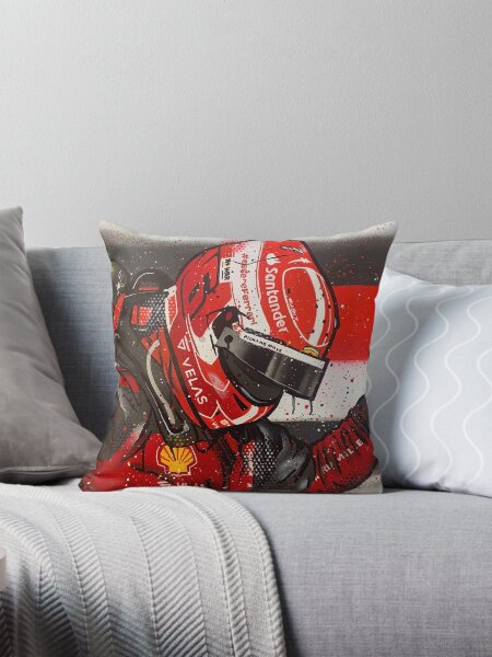 Charles Leclerc 2022 - Ferrari F1 graffiti painting by DRAutoArt Throw Pillow