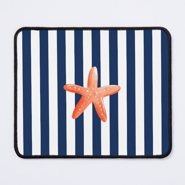 Item preview, Orange Starfish on Navy Blue Stripes designed and sold by HiddenPuppets.