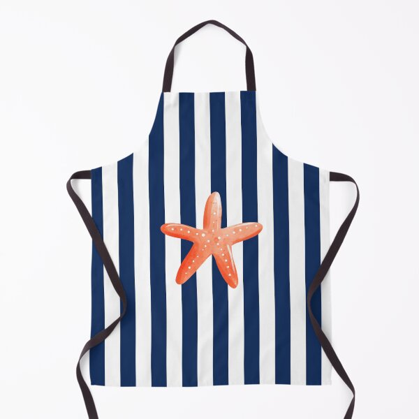 Item preview, Orange Starfish on Navy Blue Stripes designed and sold by HiddenPuppets.