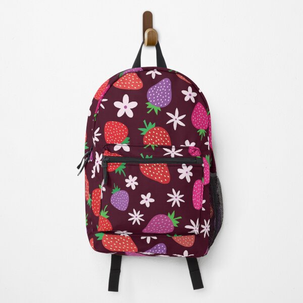 Item preview, Multicolored fresh Strawberries Pattern with retro White flowers designed and sold by Yasminepatterns .