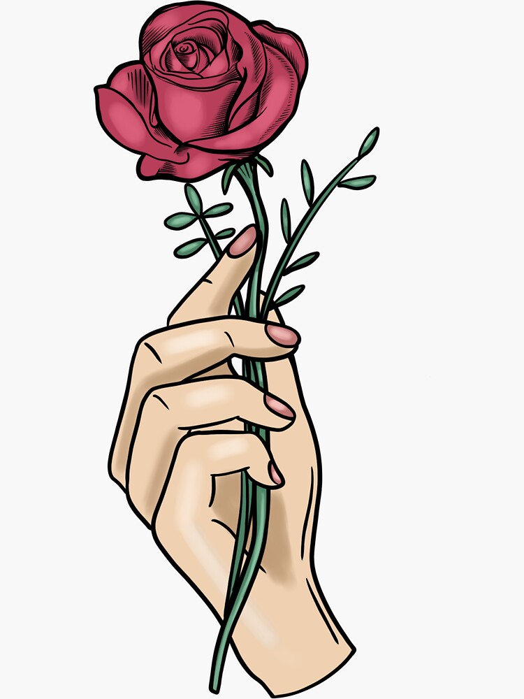 Hand Holding Flower Sticker For Sale By Yandynandy Redbubble