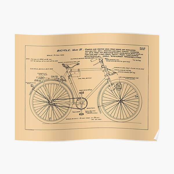 Bicycle, Mark IV, 1930s armourer's drawing Poster