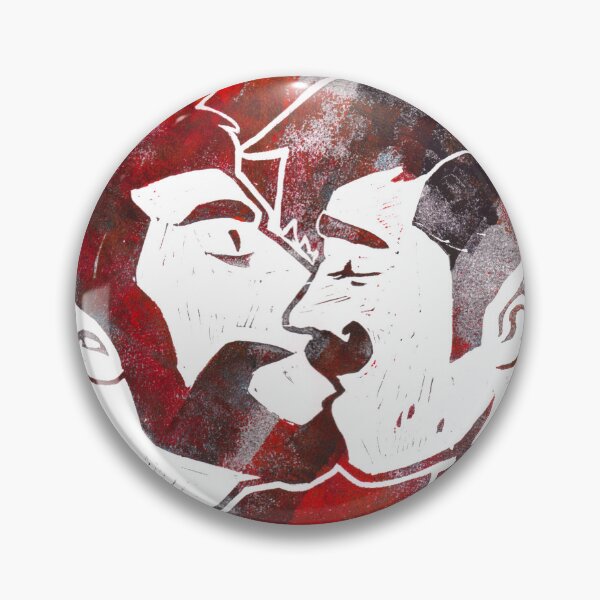 Item preview, Stobotnik Kiss Grunge Linocut Black Red designed and sold by ayjaydraws.