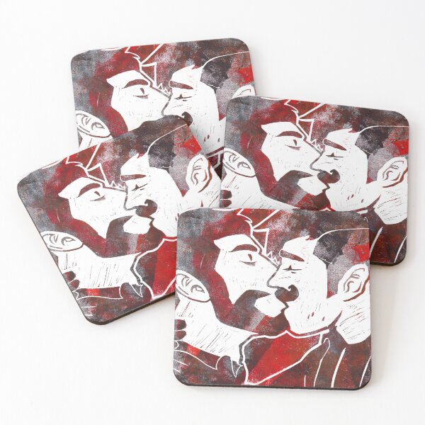 Item preview, Stobotnik Kiss Grunge Linocut Black Red designed and sold by ayjaydraws.