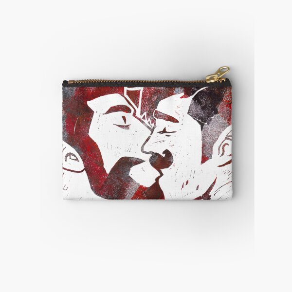 Item preview, Stobotnik Kiss Grunge Linocut Black Red designed and sold by ayjaydraws.