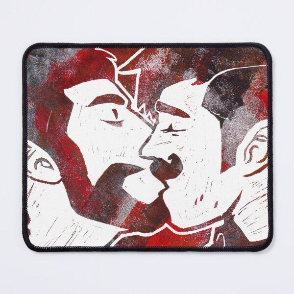 Item preview, Stobotnik Kiss Grunge Linocut Black Red designed and sold by ayjaydraws.