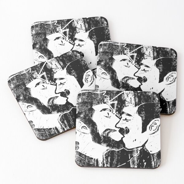 Item preview, Stobotnik Kiss Grunge Linocut Black designed and sold by ayjaydraws.