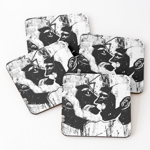 Item preview, Stobotnik Kiss Grunge Linocut White designed and sold by ayjaydraws.