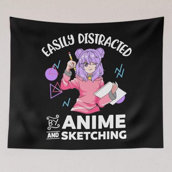 Item preview, Anime Girl Easily Distracted By Anime and Sketching Pullover Hoodie designed and sold by swaimdpruisi.