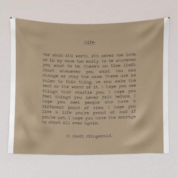 Item preview, For what it's worth it's never too late life quote by F. Scott Fitzgerald designed and sold by SummerSoulCo.