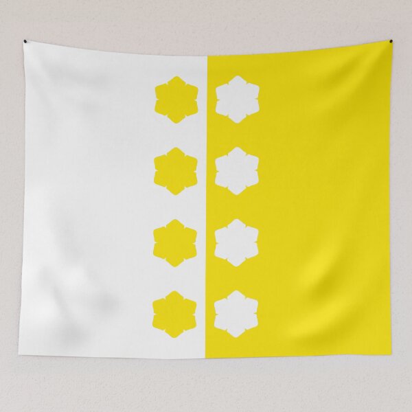Item preview, Yellow and White Symmetrical Asymmetry with Flowers designed and sold by Shapes-Mania.