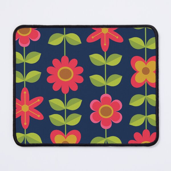 Item preview, Mid-Century Modern Red Flowers Pattern with Green leaves designed and sold by Yasminepatterns .
