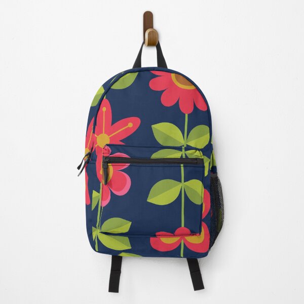 Item preview, Mid-Century Modern Red Flowers Pattern with Green leaves designed and sold by Yasminepatterns .