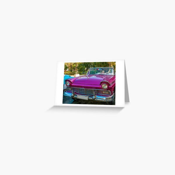 A bright pink car is a fashion in Cuba! Greeting Card