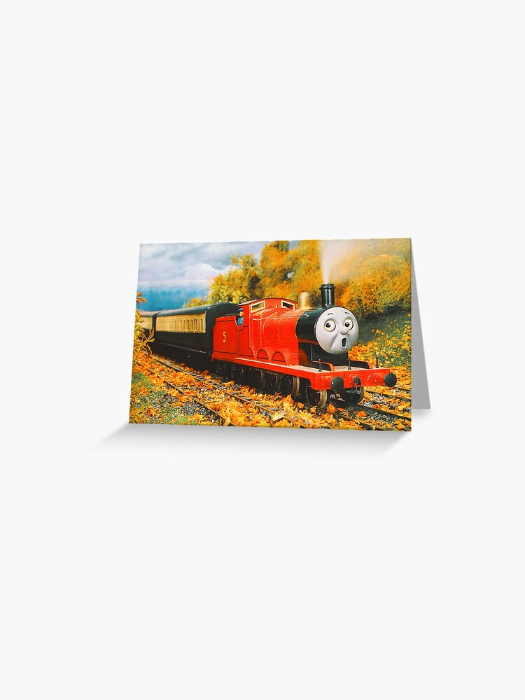 Happy James the Red Engine (Pink) Square Card Poster for Sale by  sleepyhenry