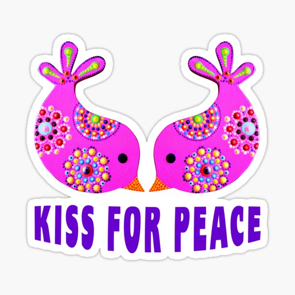 Peace kissing birds Sticker